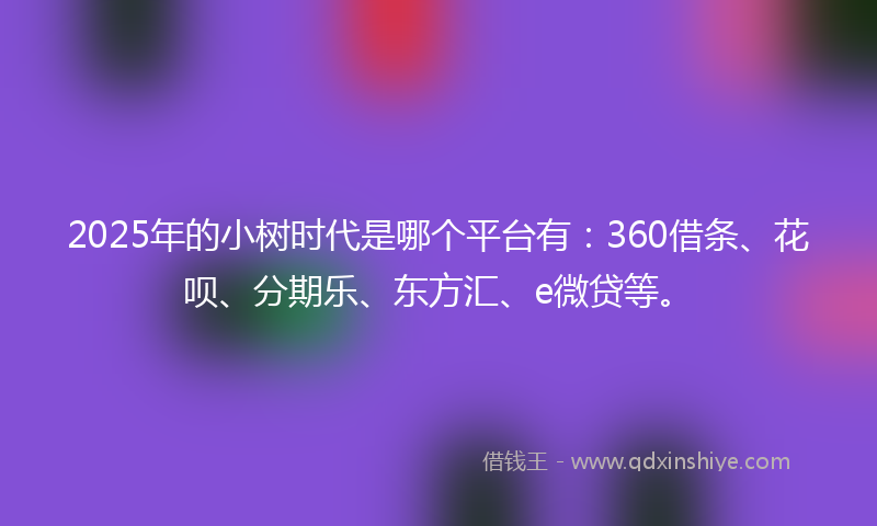 2025年的小树时代是哪个平台有：360借条、花呗、分期乐、东方汇、e微贷等。