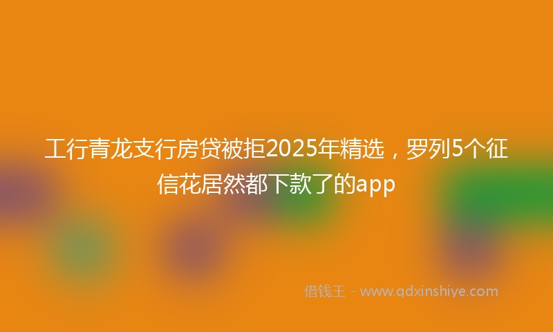 工行青龙支行房贷被拒2025年精选，罗列5个征信花居然都下款了的app