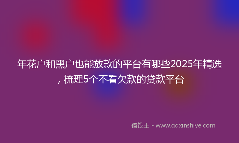 年花户和黑户也能放款的平台有哪些2025年精选，梳理5个不看欠款的贷款平台