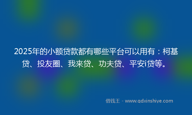 2025年的小额贷款都有哪些平台可以用有：柯基贷、投友圈、我来贷、功夫贷、平安i贷等。
