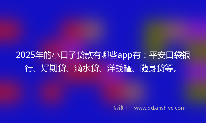 2025年的小口子贷款有哪些app有：平安口袋银行、好期贷、滴水贷、洋钱罐、随身贷等。