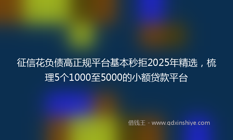 征信花负债高正规平台基本秒拒2025年精选，梳理5个1000至5000的小额贷款平台