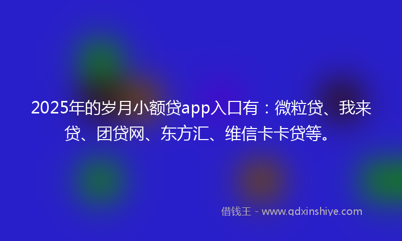 2025年的岁月小额贷app入口有：微粒贷、我来贷、团贷网、东方汇、维信卡卡贷等。