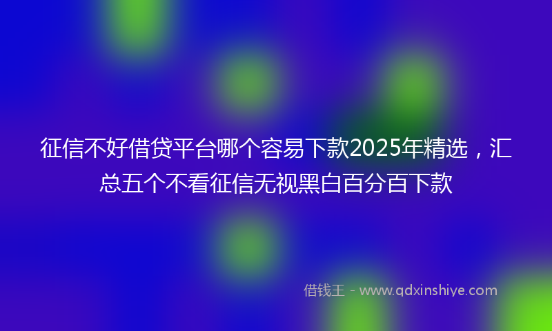 征信不好借贷平台哪个容易下款2025年精选，汇总五个不看征信无视黑白百分百下款