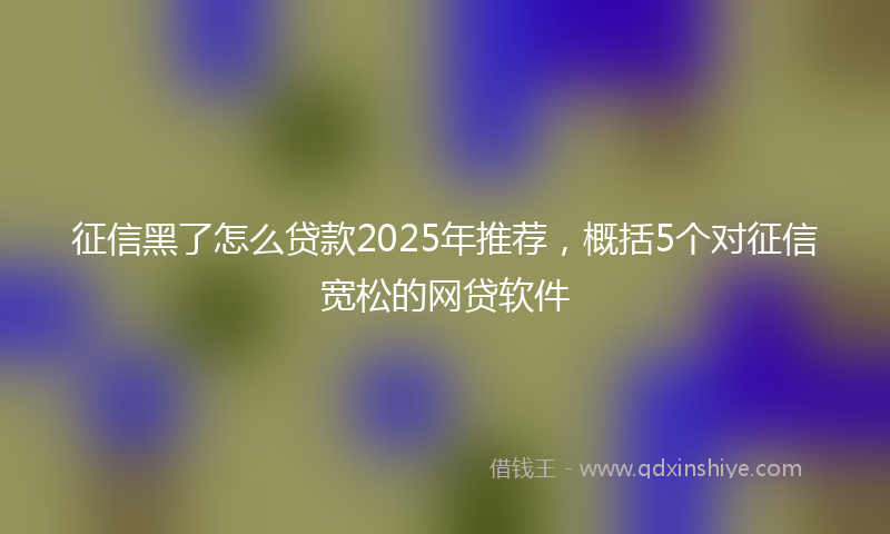 征信黑了怎么贷款2025年推荐，概括5个对征信宽松的网贷软件