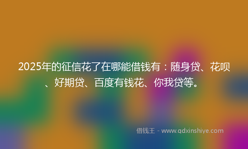 2025年的征信花了在哪能借钱有：随身贷、花呗、好期贷、百度有钱花、你我贷等。