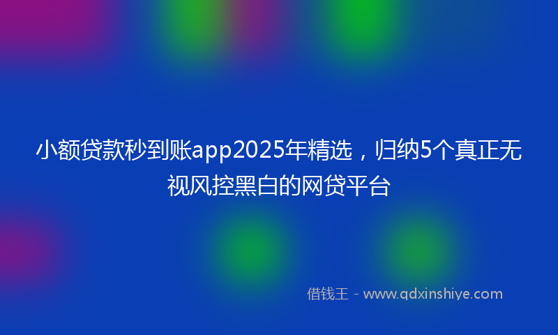 小额贷款秒到账app2025年精选，归纳5个真正无视风控黑白的网贷平台