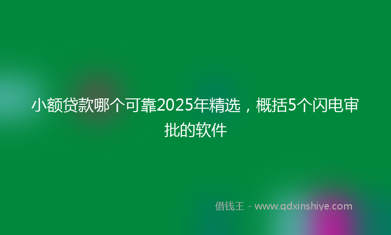 小额贷款哪个可靠2025年精选，概括5个闪电审批的软件