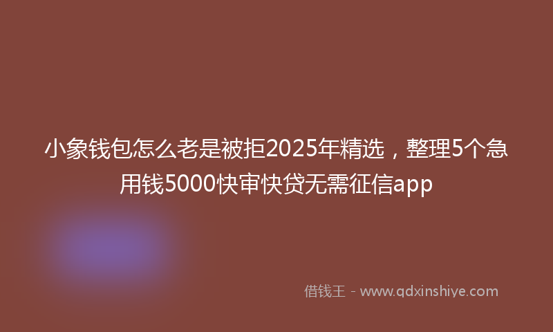小象钱包怎么老是被拒2025年精选，整理5个急用钱5000快审快贷无需征信app