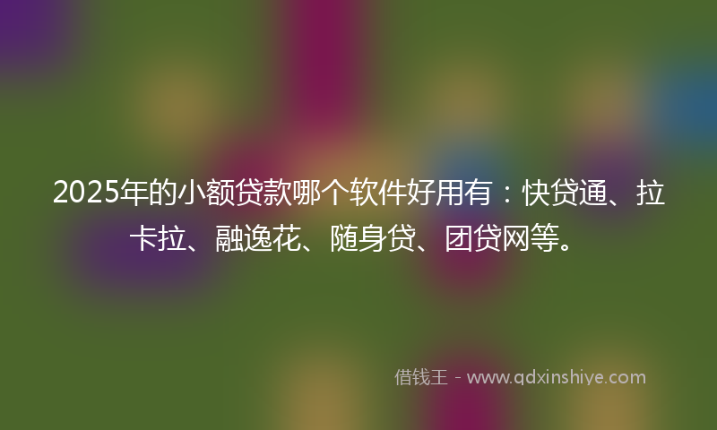 2025年的小额贷款哪个软件好用有：快贷通、拉卡拉、融逸花、随身贷、团贷网等。