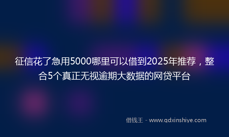 征信花了急用5000哪里可以借到2025年推荐，整合5个真正无视逾期大数据的网贷平台