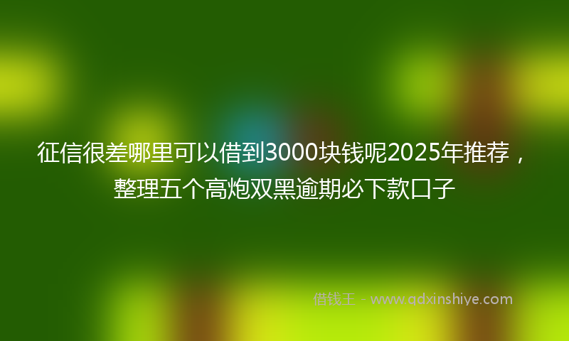 征信很差哪里可以借到3000块钱呢2025年推荐，整理五个高炮双黑逾期必下款口子