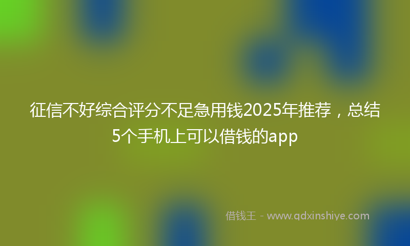 征信不好综合评分不足急用钱2025年推荐，总结5个手机上可以借钱的app