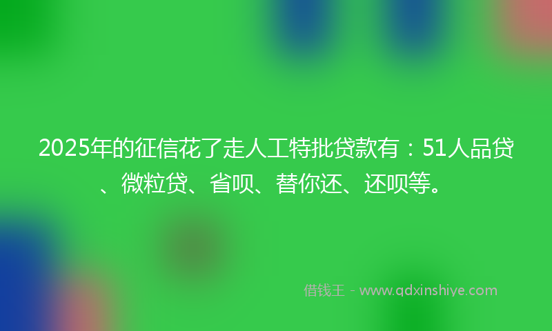 2025年的征信花了走人工特批贷款有：51人品贷、微粒贷、省呗、替你还、还呗等。