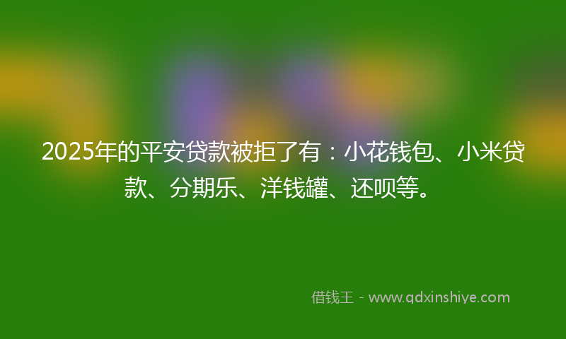 2025年的平安贷款被拒了有：小花钱包、小米贷款、分期乐、洋钱罐、还呗等。