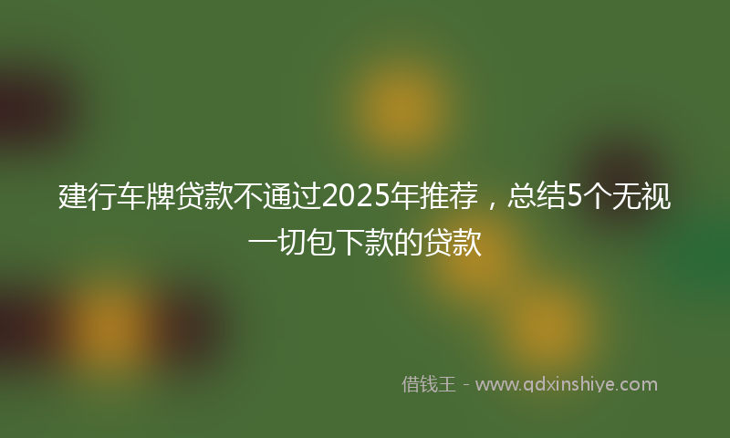 建行车牌贷款不通过2025年推荐，总结5个无视一切包下款的贷款