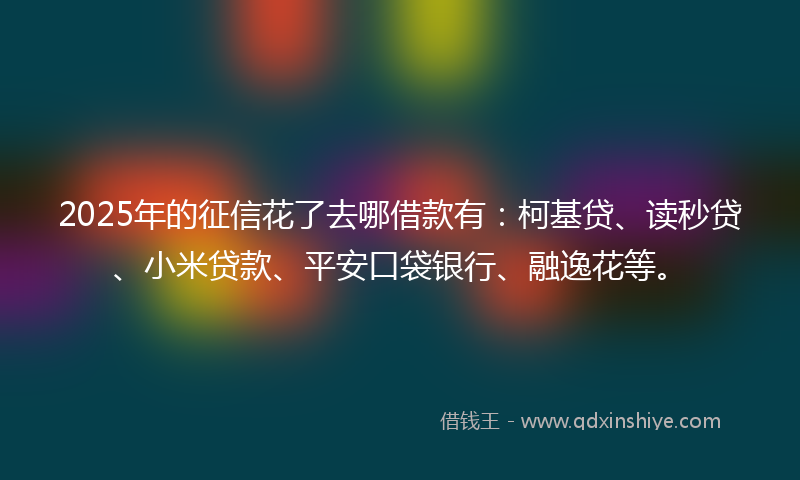 2025年的征信花了去哪借款有：柯基贷、读秒贷、小米贷款、平安口袋银行、融逸花等。