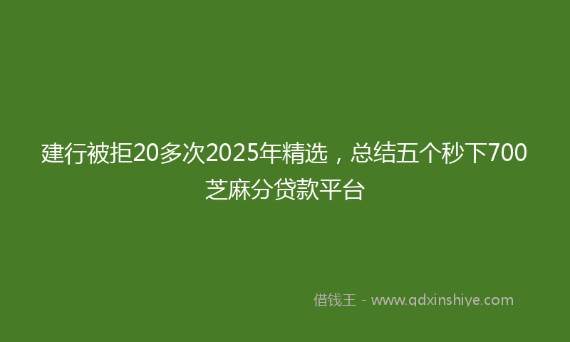 建行被拒20多次2025年精选，总结五个秒下700芝麻分贷款平台