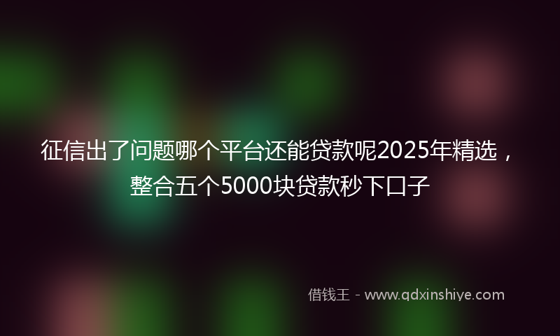 征信出了问题哪个平台还能贷款呢2025年精选，整合五个5000块贷款秒下口子