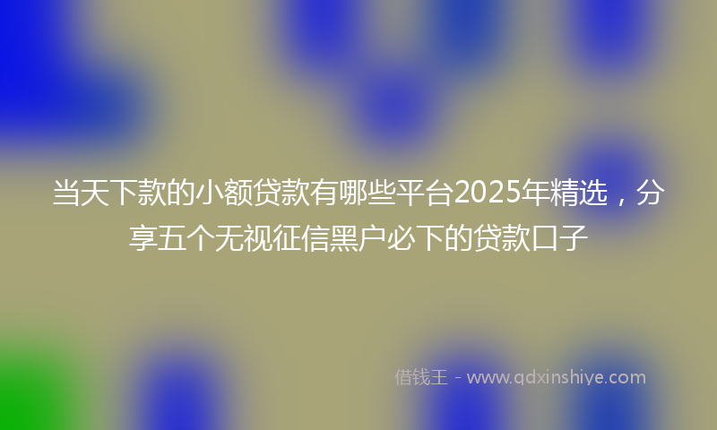 当天下款的小额贷款有哪些平台2025年精选，分享五个无视征信黑户必下的贷款口子