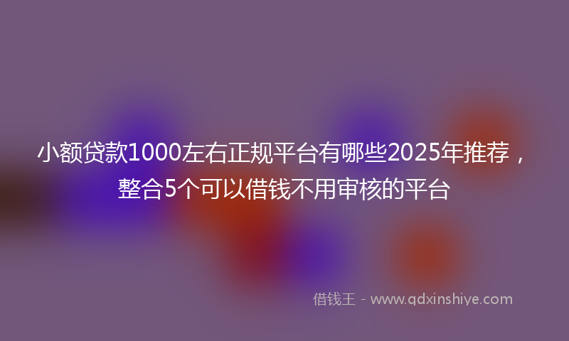 小额贷款1000左右正规平台有哪些2025年推荐，整合5个可以借钱不用审核的平台