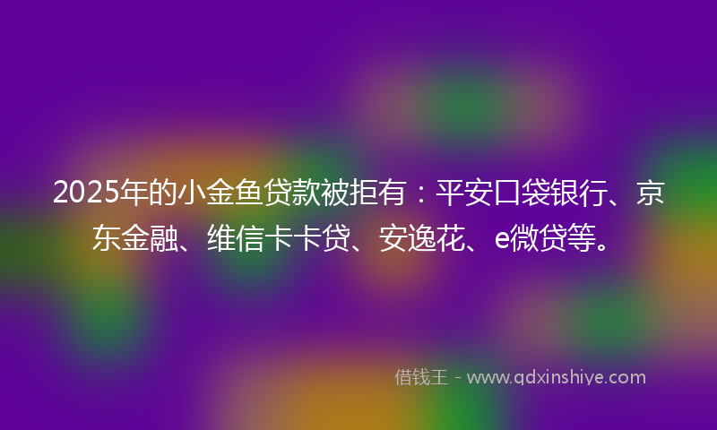 2025年的小金鱼贷款被拒有：平安口袋银行、京东金融、维信卡卡贷、安逸花、e微贷等。
