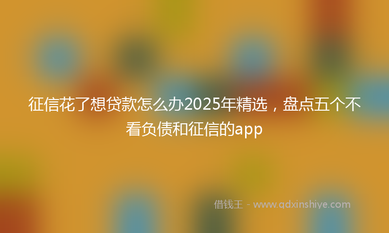征信花了想贷款怎么办2025年精选，盘点五个不看负债和征信的app