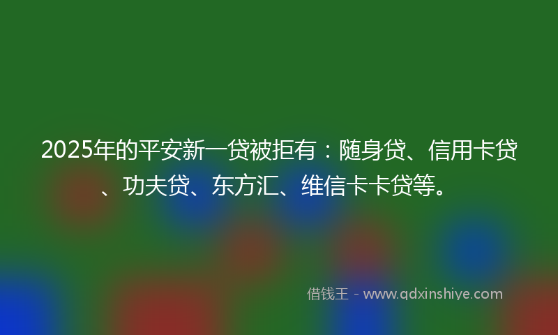 2025年的平安新一贷被拒有：随身贷、信用卡贷、功夫贷、东方汇、维信卡卡贷等。