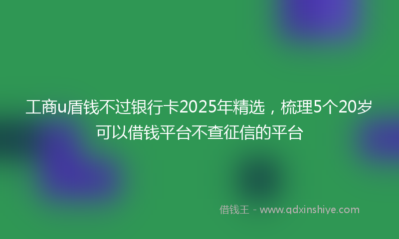 工商u盾钱不过银行卡2025年精选，梳理5个20岁可以借钱平台不查征信的平台