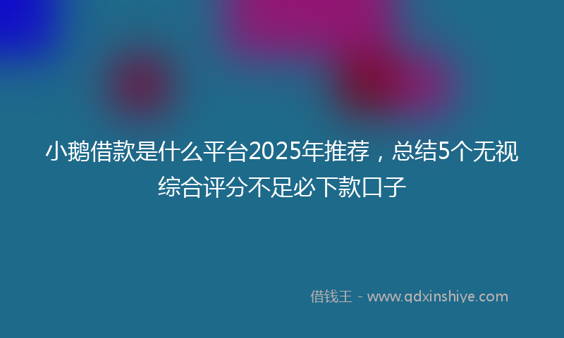 小鹅借款是什么平台2025年推荐，总结5个无视综合评分不足必下款口子