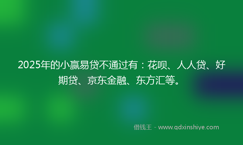 2025年的小赢易贷不通过有：花呗、人人贷、好期贷、京东金融、东方汇等。