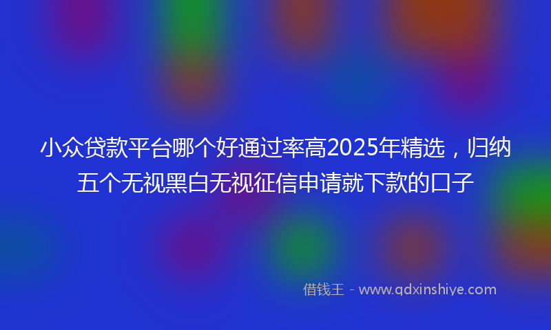 小众贷款平台哪个好通过率高2025年精选，归纳五个无视黑白无视征信申请就下款的口子