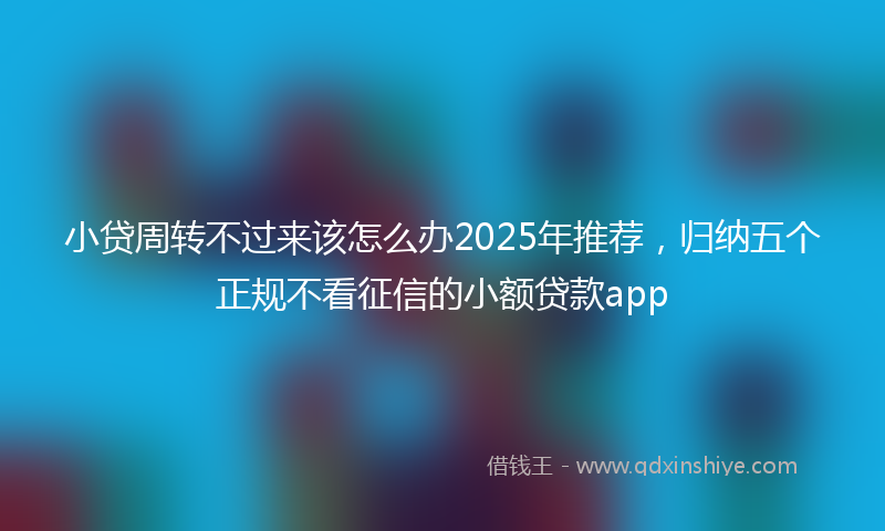 小贷周转不过来该怎么办2025年推荐，归纳五个正规不看征信的小额贷款app