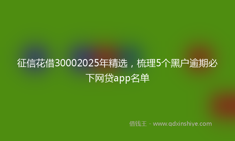 征信花借30002025年精选，梳理5个黑户逾期必下网贷app名单