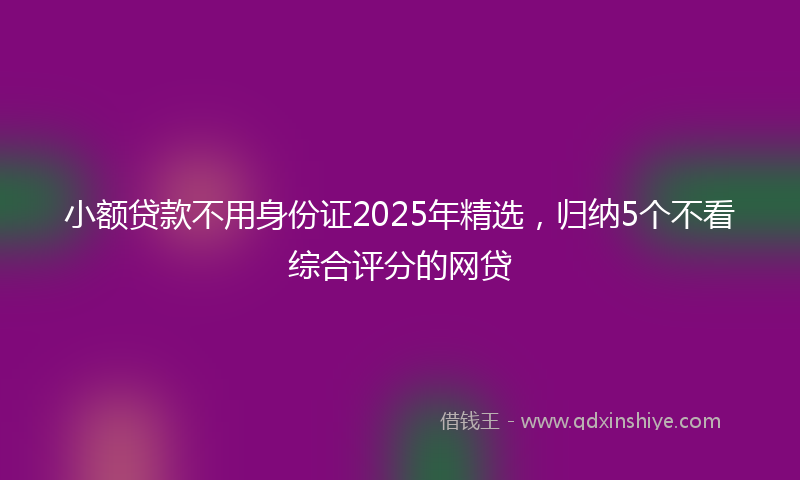 小额贷款不用身份证2025年精选，归纳5个不看综合评分的网贷