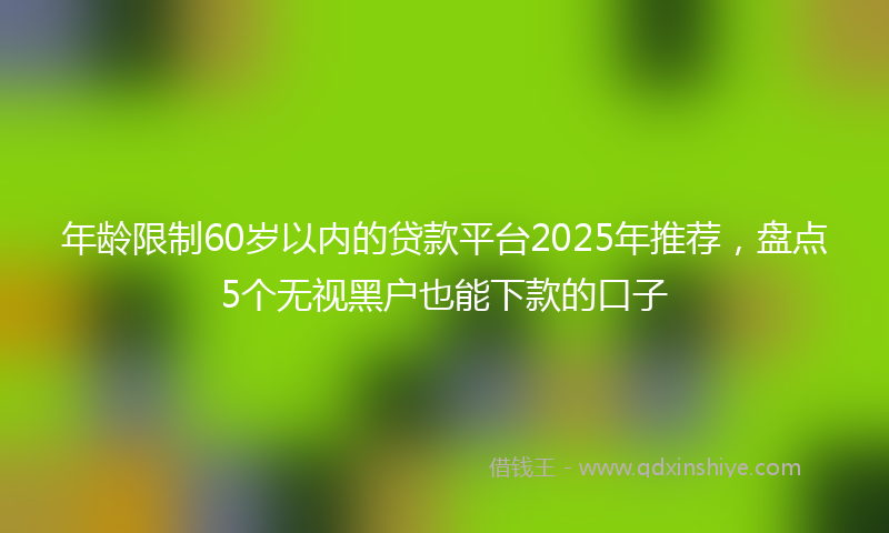 年龄限制60岁以内的贷款平台2025年推荐，盘点5个无视黑户也能下款的口子