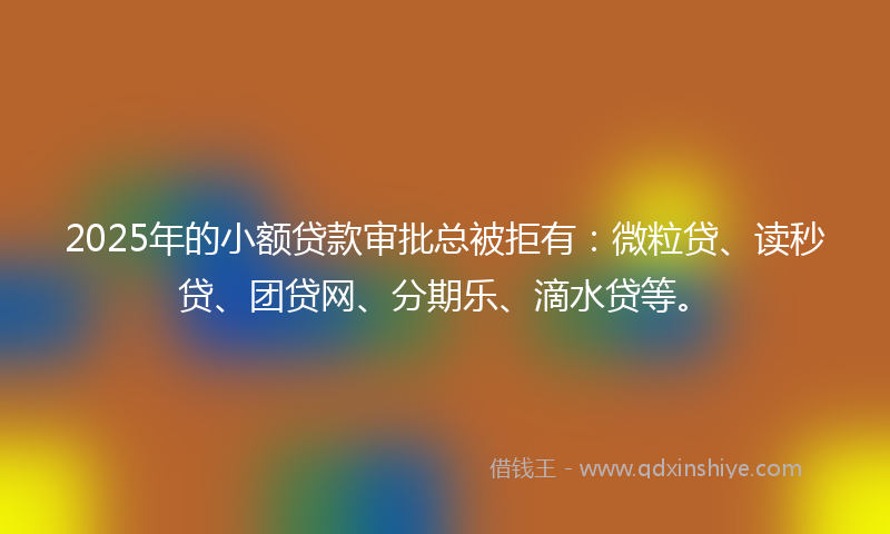 2025年的小额贷款审批总被拒有：微粒贷、读秒贷、团贷网、分期乐、滴水贷等。