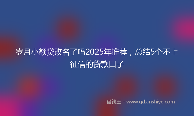 岁月小额贷改名了吗2025年推荐，总结5个不上征信的贷款口子