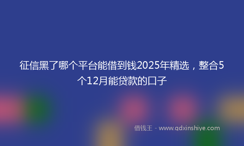 征信黑了哪个平台能借到钱2025年精选，整合5个12月能贷款的口子