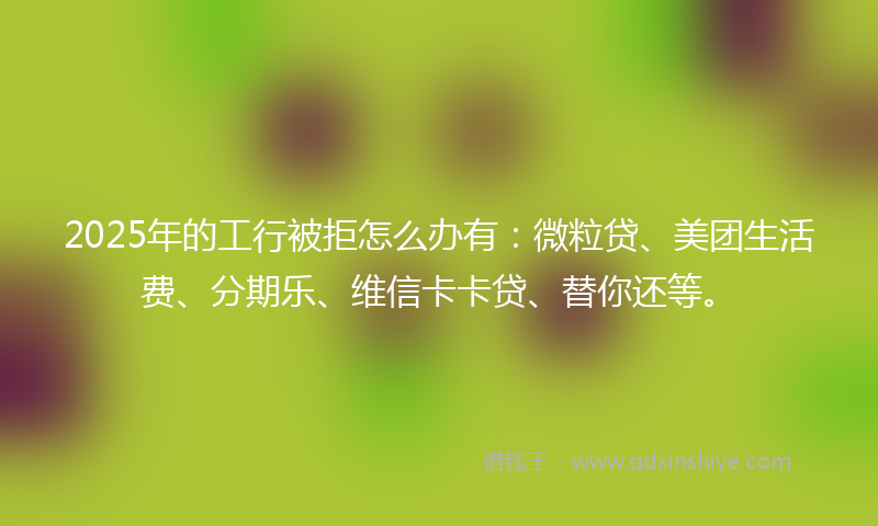 2025年的工行被拒怎么办有：微粒贷、美团生活费、分期乐、维信卡卡贷、替你还等。