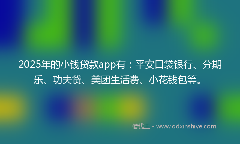 2025年的小钱贷款app有：平安口袋银行、分期乐、功夫贷、美团生活费、小花钱包等。
