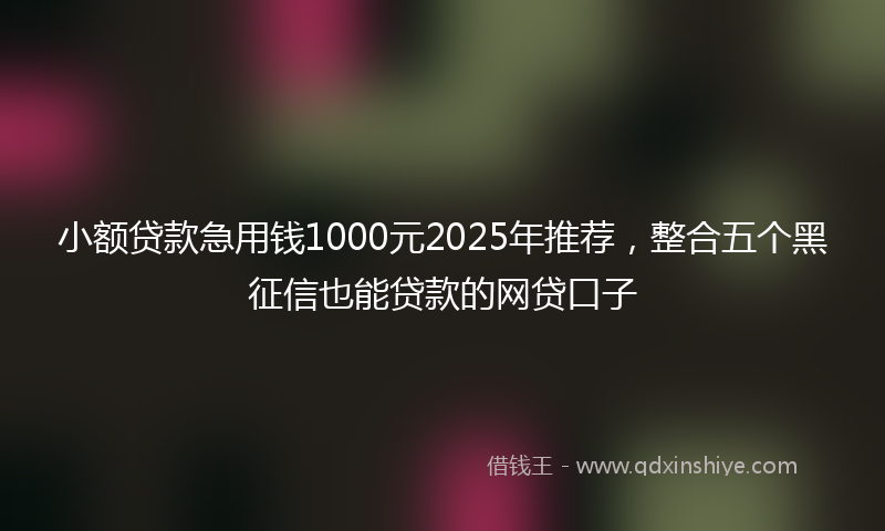小额贷款急用钱1000元2025年推荐，整合五个黑征信也能贷款的网贷口子