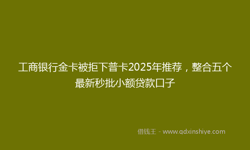 工商银行金卡被拒下普卡2025年推荐，整合五个最新秒批小额贷款口子