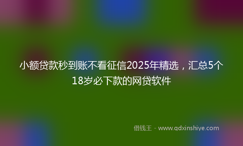 小额贷款秒到账不看征信2025年精选，汇总5个18岁必下款的网贷软件
