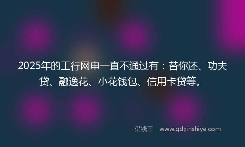 2025年的工行网申一直不通过有：替你还、功夫贷、融逸花、小花钱包、信用卡贷等。