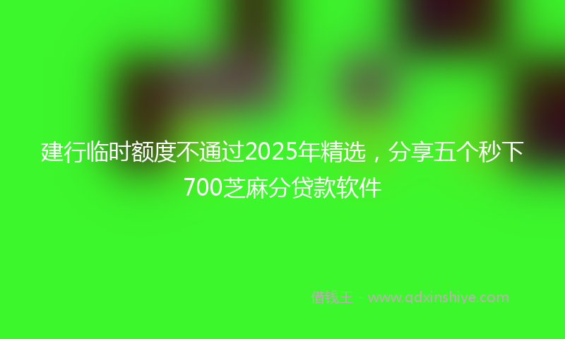 建行临时额度不通过2025年精选，分享五个秒下700芝麻分贷款软件
