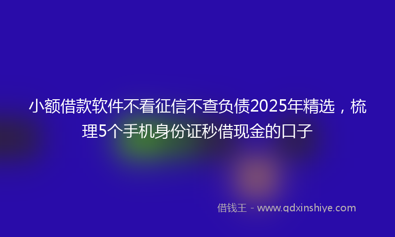 小额借款软件不看征信不查负债2025年精选，梳理5个手机身份证秒借现金的口子