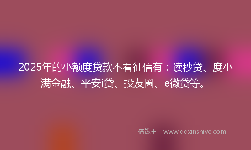 2025年的小额度贷款不看征信有：读秒贷、度小满金融、平安i贷、投友圈、e微贷等。