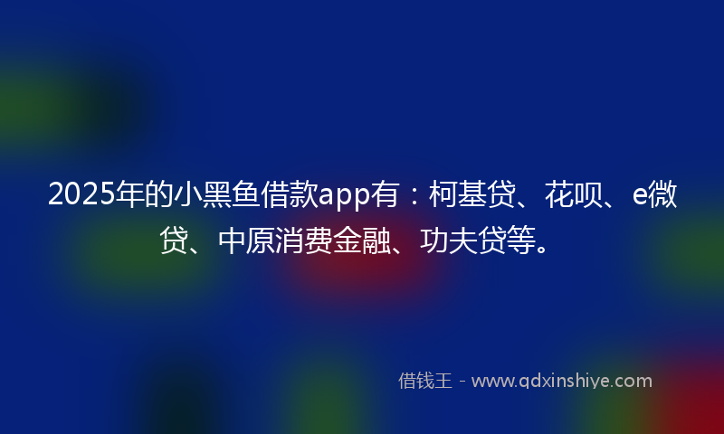 2025年的小黑鱼借款app有：柯基贷、花呗、e微贷、中原消费金融、功夫贷等。