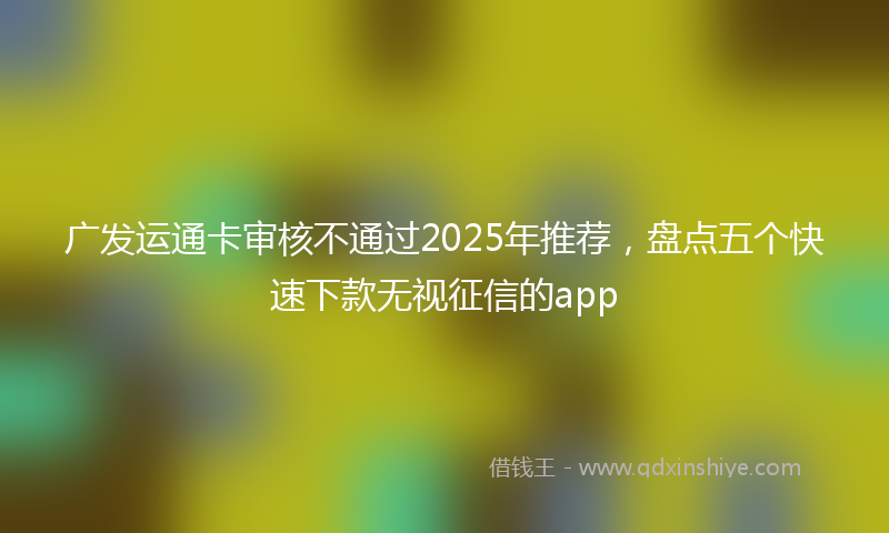 广发运通卡审核不通过2025年推荐，盘点五个快速下款无视征信的app